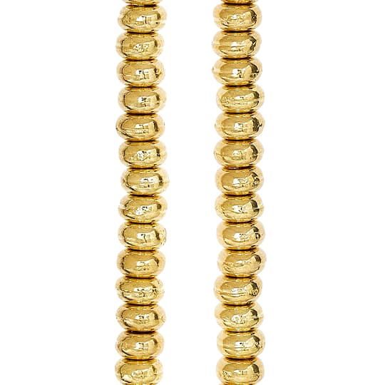 12 Pack: Gold Toned Metal Rondelle Beads, 4mm by Bead Landing&#x2122;